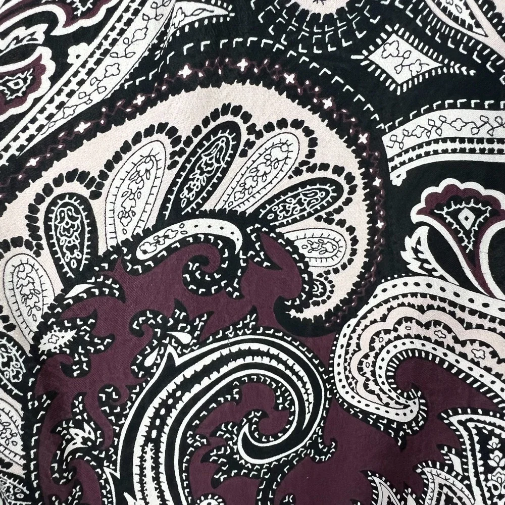 Michael Kors Blouse Top Womens‎ XL Paisley Off The Shoulder Silk Sheer Cropped